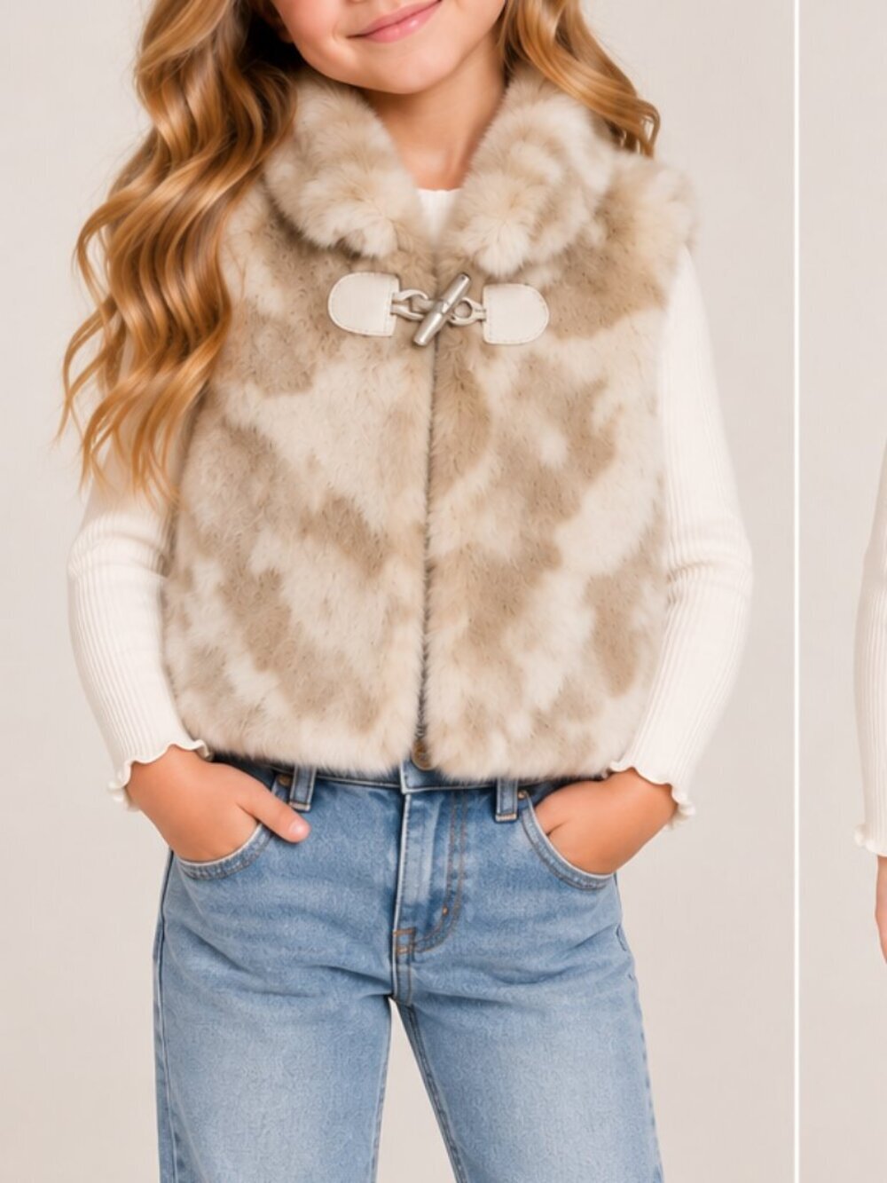NWOT koala kids little girl faux fur Vest size 3T (B9)